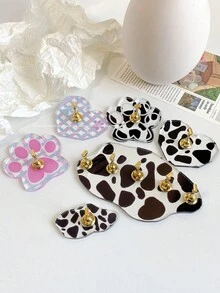 美甲装饰品，黑白豹纹、猫爪、心形、椭圆形底座美甲树脂贴片套装，配金色小金属合金甲片，韩式美甲配件，美甲装饰展示工具及道具 - 彩色 - 查看 2