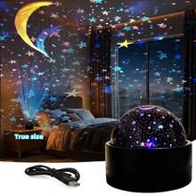 1pc 3D Rotating Star & Moon Projection Night Light, USB Powered/Portable Design, 12 Color Modes, Suitable For Bedroom Decor, Party Atmosphere, Outdoor Stage Projection, Party Planning, Holiday Gift - Multi-color light - View 12