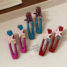 1对油滴星形时尚侧夹（鸭嘴夹） - 彩色 - 查看 2