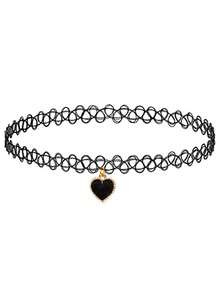 1件手工鱼线心形吊坠项链，复古时尚个性化女士颈链 - 彩色 - 查看 3