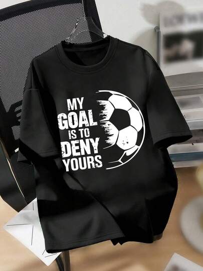 Tween Boy Cartoon Football Print Crew Neck T-Shirts Spring And Summer Cool Boy's Casual Tee Soft Tops For Matchday