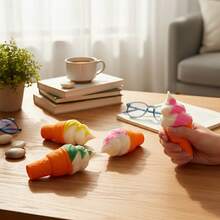 Realistic Torch Ice Cream Slow Rising Squishy Toy, Swirl Cone Stress Relief Fidget, Kawaii Dessert Decompression Gift - Màu Hoa hồng đỏ - Xem 2