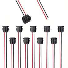 5/10PCS Type-C 2P Epoxy-Filled Direct-Press Female Socket, Oval Charging Port For Desk Lamp, Electric Vehicle, Car, 2P Solder-Wire Charging Socket With Snap-Lock Assembly - Black - View 4