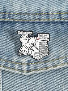 1件“趣味爱书人士珐琅‘你已经有足够多的书了’胸针，可作服装、自我关爱徽章、金属胸针、时尚翻领徽章、背包、衣服、珠宝包别针，毕业礼物” - 彩色 - 查看 3