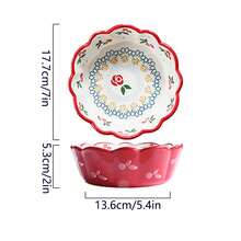 1 chiếc bát sứ, bát họa tiết hoa sáng tạo cho nhà bếp, phòng ăn, đồ dùng học tập, quà tặng Giáng sinh - Đỏ - Xem 9