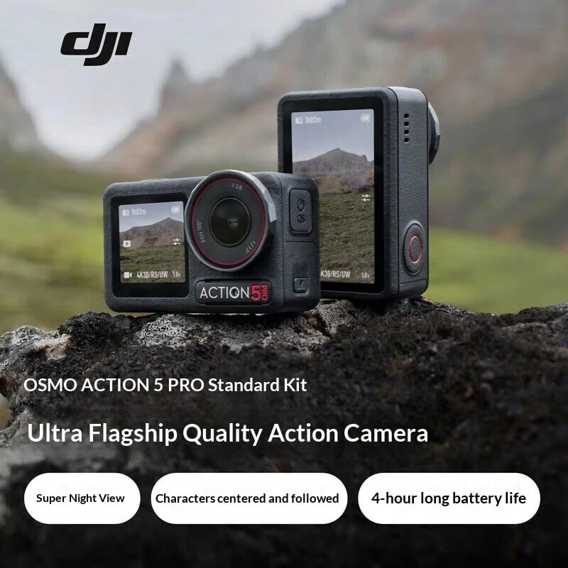 dji 大疆 Osmo Action 5 Pro 超旗艦畫質運動攝影機 戶外摩托車騎行潛水健行vlog便攜式4K攝影機 標準套裝 官方標準配備 無內存卡