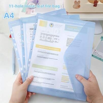 10pcs A4 Size Removable Plastic Hook And Loop File Folders | Reusable Document Bags Suitable For Office, School, Students - Back To School Supplies, Office Wholesale