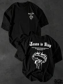 Jesus Is King Crown T-Shirt, Gospel Religion, Unisex, 100% Cotton, Premium Casual Release - màu đen - Xem 2