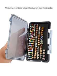Compact Earring Holder Box, Small Jewelry Storage Case For Earrings, Earrings Display Stand With Foam Slots, Portable Organizer - Black - View 7