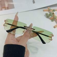 1 Pair Men's Metal Rimless Edged Personalized Fashion Glasses, Suitable For All Seasons - Multicolor - View 10