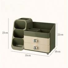 Large Capacity Dustproof Makeup Organizer Box, Vanity Desk Cosmetic Brush Lipstick Skincare Storage Rack - Multicolor - View 13