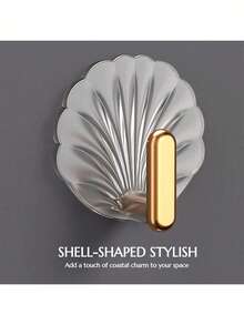 Shell Shaped Wall Hooks, Multi-Purpose Adhesive Hooks For Kitchen, Bathroom, Home Decor, No Drilling Required, With Strong Adhesive Backing For Wall, Bathroom Door, Etc. - Clear - View 2