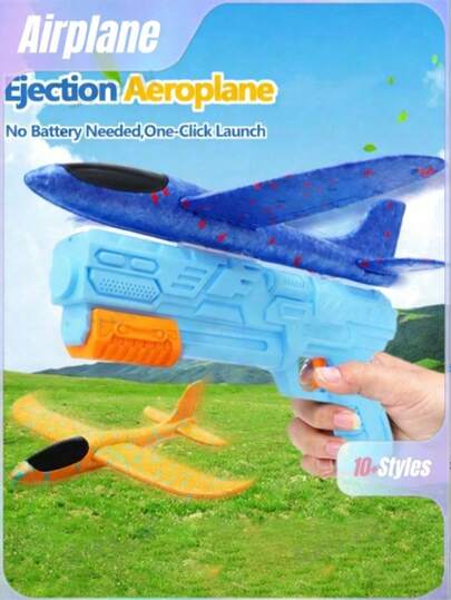 1pc Outdoor Interactive Foam Glider Launcher, Jet Plane, Airplane Accessories, Airplane Toy, Airplane