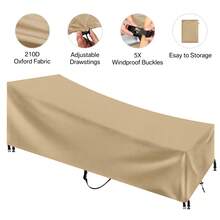 1 pieza Cubierta de cama a prueba de agua y duradera de tela Oxford 210D, adecuada para silla de jardín de mimbre, a prueba de lluvia/polvo/nieve, tamaño 210*75*40*80cm - Color caqui 210*75*40*80cm - Ver 2