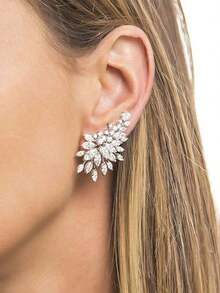 1 Pair Sparkling Women's Cubic Zirconia Stud Earrings Gorgeous Female Bridal Wedding Party Fashion Ear Piercing Accessories Jewelry - 白色 - 查看 4
