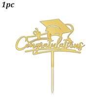 1pc/3pcs/5pcs/6pcs Graduation Cake Topper Decorations, Acrylic Graduate Cap Congratulations Cake Decor - Multicolor - View 8