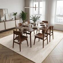 120x170 Cm Modern Solid Colour Living Room Rug, Washable Rug For Bedroom, Textured Solid Design, Non-Slip Short Pile Rug For Kids Room Office Dining Room - Beige - View 2