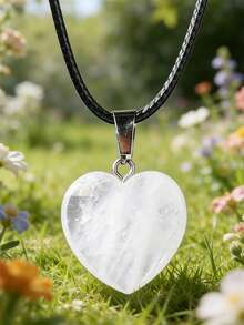 1pc/5pcs/7pcs Women Heart Pendant Necklace, Natural Heart Shaped Pendant Necklace, Couple Necklace - Multicolor - View 14
