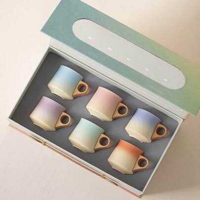 1 pieza Juego de taza de café de pequeña capacidad, taza de cerámica para desayuno, caja de regalo, taza de agua creativa de cerámica para desayuno y té de la tarde, de alta calidad
