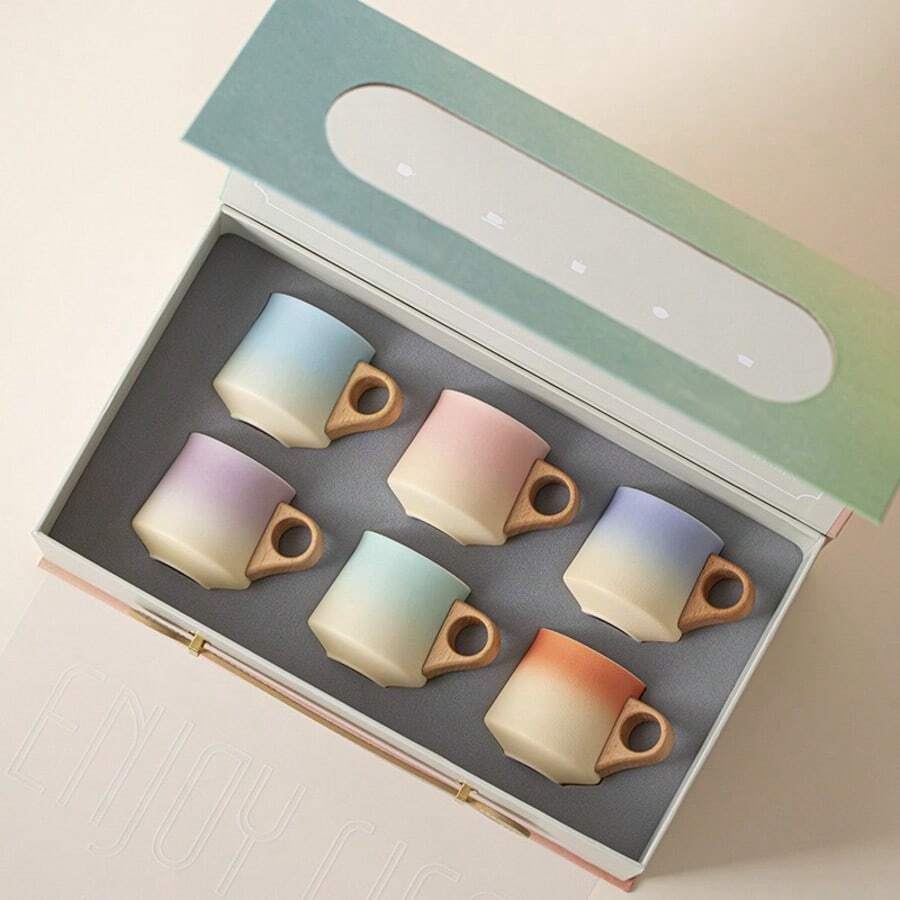 1个装咖啡杯 小容量早餐杯 陶瓷杯礼盒套装，清爽水杯 创意陶瓷纪念杯 适用于早餐和下午茶，高品质 - 咖啡杯100ml - 查看 1