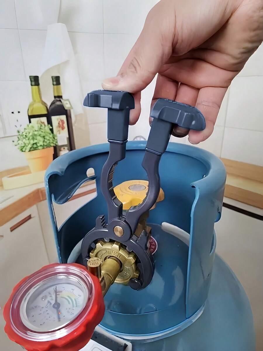 1 pieza Llave de 3 en 1 y abridor de botellas - Mecanismo de trinquete ajustable, abridor de botellas, ajustador de válvula de cilindro de gas, diseño de mango cómodo, apariencia elegante de la herramienta, mecanismo de trinquete preciso