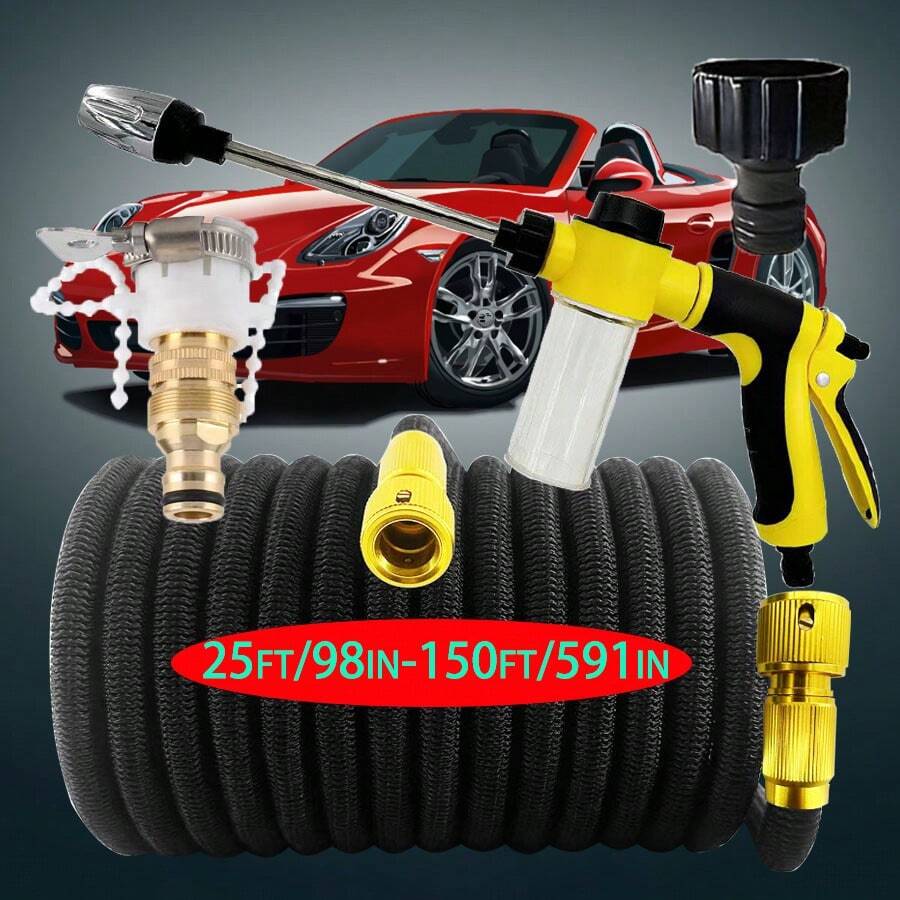 1 cuộn, vòi rửa xe tự thu gọn áp lực cao, vòi tưới vườn đa năng, thích hợp cho sân, bãi cỏ và làm vườn, vòi nước gia dụng, có các chiều dài 2,5m, 5m, 7,5m, 10m, 12,5m, 15m.