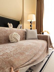 1 chiếc chăn phủ sofa họa tiết lá chuối, chăn phủ sofa tối giản sang trọng, chống trượt, chống bụi, chống trầy xước, phù hợp cho mọi mùa, có thể đảo mặt, dùng cho phòng khách, phòng ngủ, phòng học. - Màu Khaki - Xem 8