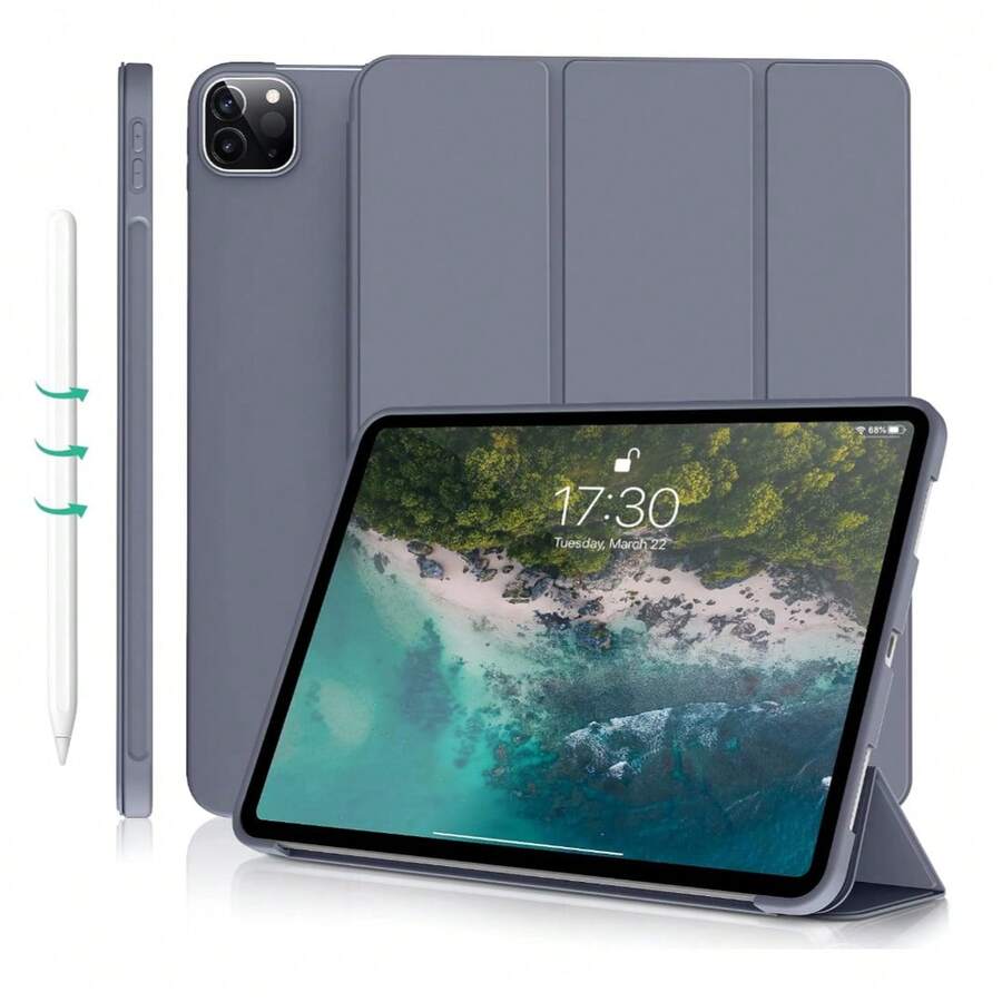 1pc Silicone Soft Case/Full Edge Protection/Honeycomb Texture Cooling/Protective Cover, Compatible With Ipad (10th Gen)/ 11 1A16 (2025) - Lavender - View 1