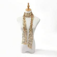 1pc Fashionable Sequin Scarf Hollow Out Neck Scarf Waist Chain, Street Dance Accessory - Black - View 9
