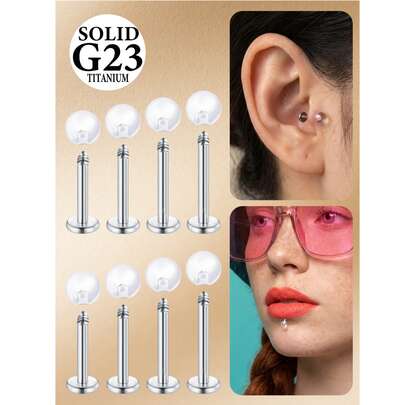 CIZME 16G Titanium Alloy Lip Rings Flat Back Lip Studs For Women Men,Cartilage Tragus Earrings Lip Piercing Ear Studs 6mm 8mm 10mm 12mm