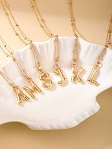 1 件简约百搭豹纹字母吊坠项链，金属 26 英文字母项链，适合女士日常佩戴、通勤、派对、优雅礼物、街头风格 - 豹紋 - 查看 10