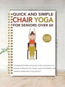 Guía de libro de yoga en silla de 30 días para personas mayores de 60 años, cuaderno espiral para mejorar la condición física - Multicolor - Ver 11