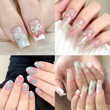 3/2Pcs 3D Cherry Bow Nail Stickers, Summer Fresh Mint Cherry Bow French Nail Art Design, Y2K Cute And Sweet Nail Decoration Self-Adhesive Paper, DIY Nail Salon Nail Supplies - Multicolor - View 11