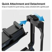 For Osmo Action 6 PULUZ Street Photography Handle ABS Plastic Hand Grip With Cold Shoe (Black) - View 8