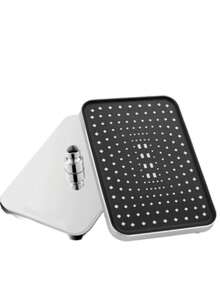 Modern 12-Inch Square Wall-Mounted Shower Head, High-Pressure, High-Flow Ceiling-Mounted Shower Head, Durable Plastic Construction, Polished Finish, Even Water Flow Covering The Entire Body, Providing A Spa-Like Shower Experience, Classic Hot And Cold Water Design, Modern Minimalist Style. - Multicolor - View 11