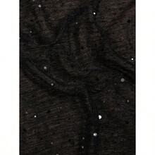 1pc Women's Lightweight Solid Color Sequin Bandana Scarf, Headscarf, Middle Eastern Hijab, Decorative Shawl, Sun Protection Beach Wrap, Suitable For Daily Use - Black - View 3