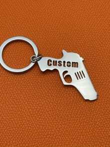 Llavero personalizado de acero inoxidable con grabado - Texto personalizado, diseño resistente a la corrosión, estilo casual - Multicolor - Ver 4