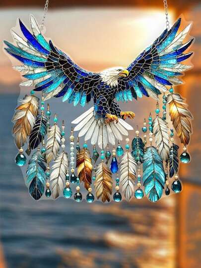 Acrylic Bald Eagle Dream Catcher Sunshine Catcher, Perfect Gift For Both Men And Women, Ideal For Home, Office, And Garden Decor