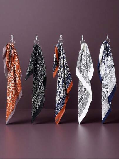 Retro Paisley Pattern Scarf, Unisex, Hip-Hop Small Neckerchief, Multi-Functional Silk-Feel Headband/Neck Scarf, Suitable For Street Dance, European And American Style