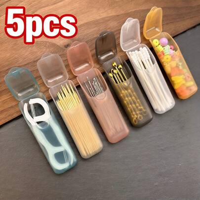 迷你便携式口腔卫生盒 - 小巧旅行尺寸，可存放牙线、药品、牙签和棉签 - 口腔护理用品卫生收纳，不接触食品