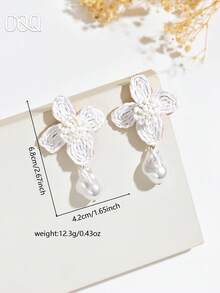 1对手工编织拉菲草贝壳流苏长耳环，波西米亚海滩风格几何设计耳环，适合女性日常、度假、派对、节日（如情人节、婚礼、母亲节、音乐节）佩戴（手工拉菲草编织，形状和方向随机） - 白色 - 查看 4