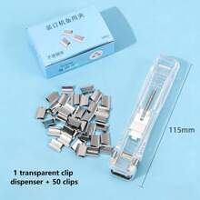 1pc Transparent Clip Storage Box + 50pcs Clips; Suitable For Organizing Documents, Student Exam Papers, Snack Packaging And Stationery; Part Of Creative Stationery Series; Office Desk Accessory; Essential For Keeping Tidy; Back To School Gift; Stationery; Office Supplies - Sets - View 9
