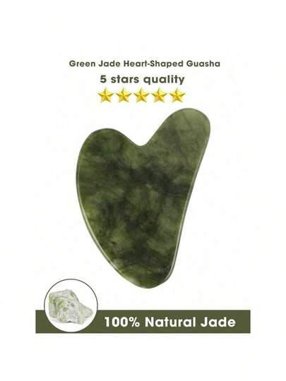 2 piezas Tabla Gua Sha con diseño de corazón de jade natural, herramienta de masaje facial para mujeres, productos de cuidado de la piel, spa, autocuidado, herramientas de cuidado facial, suministros de esteticista, masaje, herramienta de masaje facial, rodillo facial
