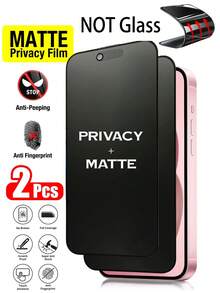 ZYSHI 适用于 17 Pro Max（6.9 英寸）的 2 片装磨砂隐私屏幕保护膜（非玻璃材质），防窥隐私配件，防眩光防指纹膜，兼容手机壳，易于安装，无气泡，贴合完美，适用于 17 Pro Max/17 Pro/17 Air/16/15/14 Plus/13 Mini/12/11 系列 - 2個 - 查看 2