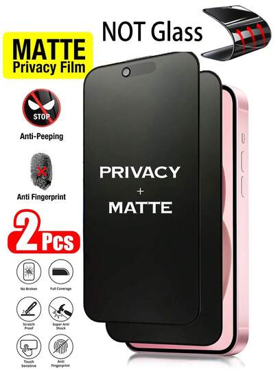 ZYSHI 2 piezas Protector de pantalla mate de privacidad [No vidrio] para iPhone 17 Pro Max [6.9 pulgadas], accesorio de privacidad antirreflejo, película antihuellas, compatible con funda de teléfono, fácil instalación, sin burbujas, ajuste suave, adecuado para iPhone 17 Pro Max/17 Pro/17 Air/16/15/14 Plus/13 Mini/12/11 Series