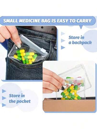 5/10/30/50/100pcs Jewelry Storage Roll-Up Pouch, Reusable Jewelry Organizer Pouch, Self-Sealing Portable Medicine Bag With Zipper, Suitable For Travel And Daily Use Back To School