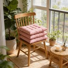 6-pack mjuka, andningsbara matstolsdynor med säkra band, fyrkantiga sittdynor för kök, kontor, trädgård, balkong - Multifärgad - Visa 4