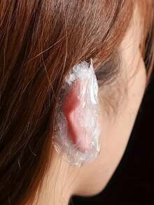 10pcs/Set Transparent High-Quality Ear Covers, Protective Ear Sleeves, Suitable For Bathing, Hair Dyeing, Salon Use - No Battery Needed, Hygienic Fit - View 2