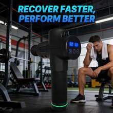 JW Professional Handheld Massage Gun With 30 Digital Speed Settings, Brushless Motor And 6 Massage Heads, Provides Deep Muscle Relaxation. Lightweight Design With Rechargeable Battery, Ideal For Fitness Enthusiasts And Office Workers, Suitable For Home And Gym Deep Tissue Massage - Black - View 6
