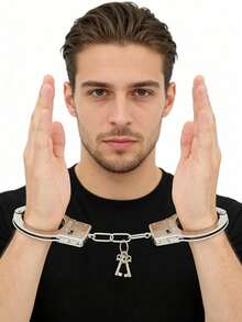 1pc Iron Handcuff Accessory, Diameter Less Than 5cm, Makeup/Costume Prop Party - Silver - View 4